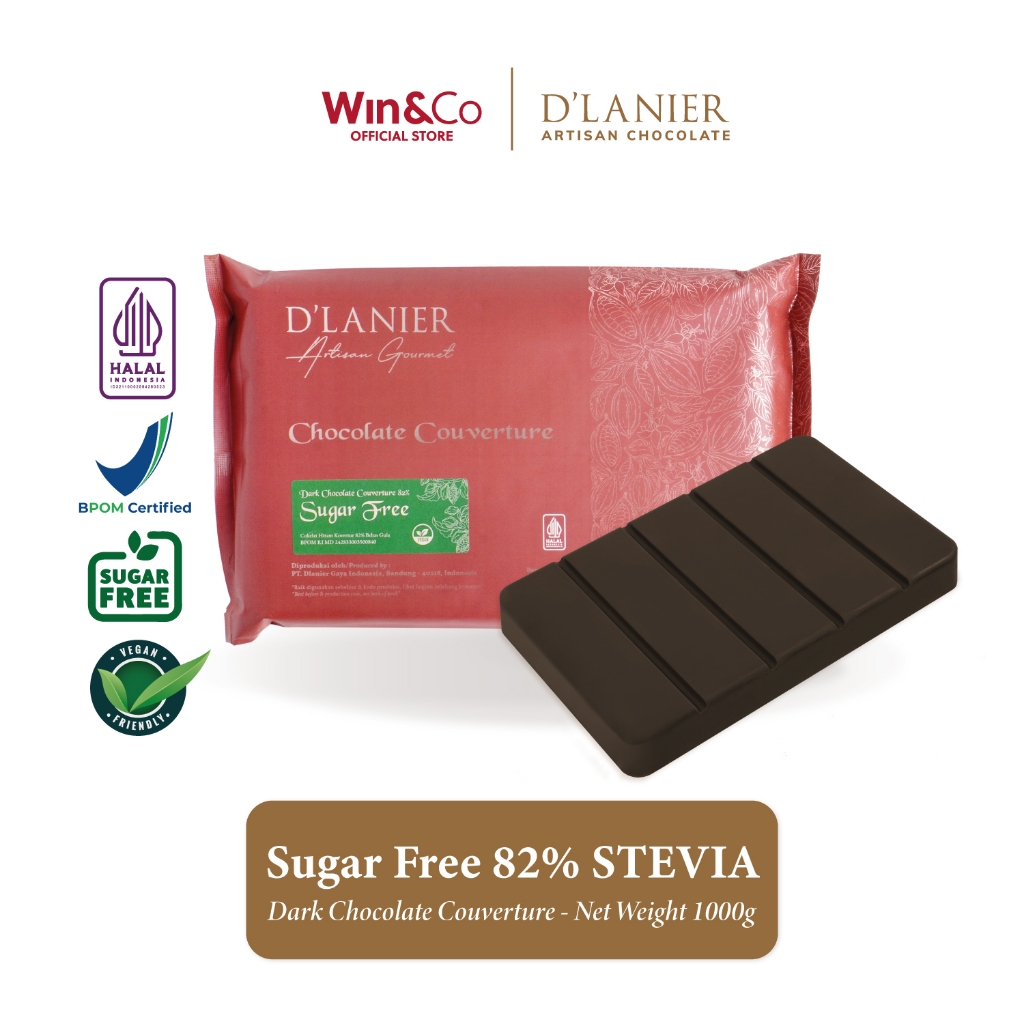 

D'Lanier Sugar Free Dark Chocolate Couverture 82% Stevia - 1 kg