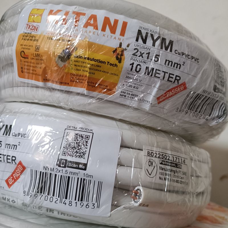 kabel KITANI NYM 2x1,5 pjg 10meter