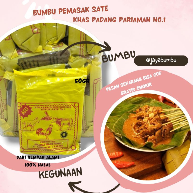 

KAYABUMBU - Bumbu Sate Asli Padang 50gr Aroma Tidak Kaku