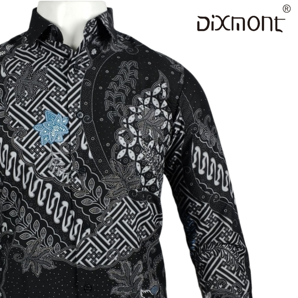 Dixmont Kemeja Batik Pria Basic Formal Lengan Panjang Hem BL00725