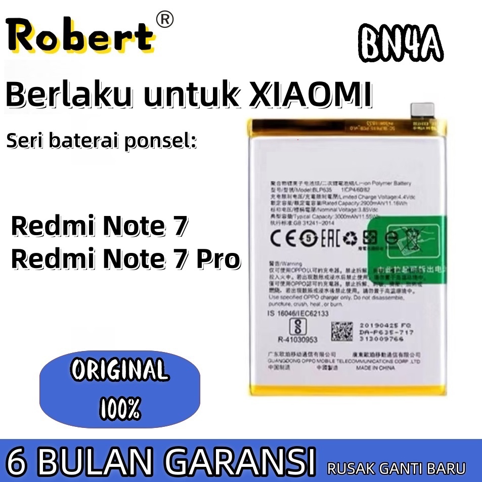 Barterai Robert BN4A Redmi Note 7 / Redmi Note 7 Pro Baterai HP ORIGINAL