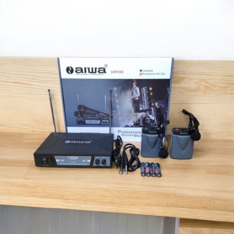 Mic Wireless AIWA UHF 255 Mikropon 2 Clip On/Jepit Mikrofon