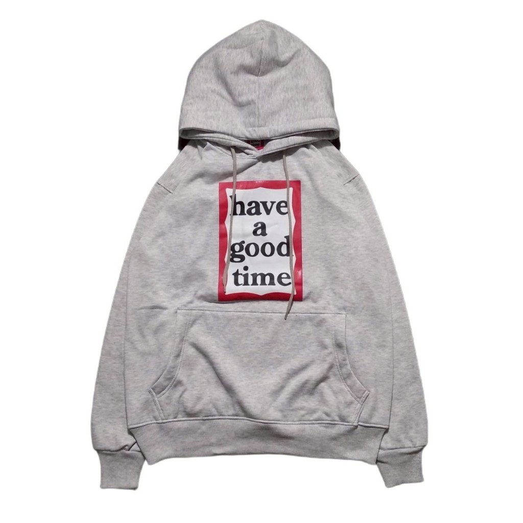 HOODIE SWEATER HAGT HAVE A GOOD TIME LOGO MERAH ABU