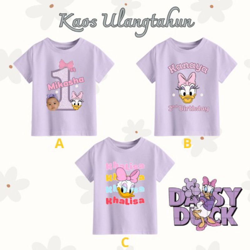 Kaos Custom Ulangtahun Anak Tema Daisy Duck