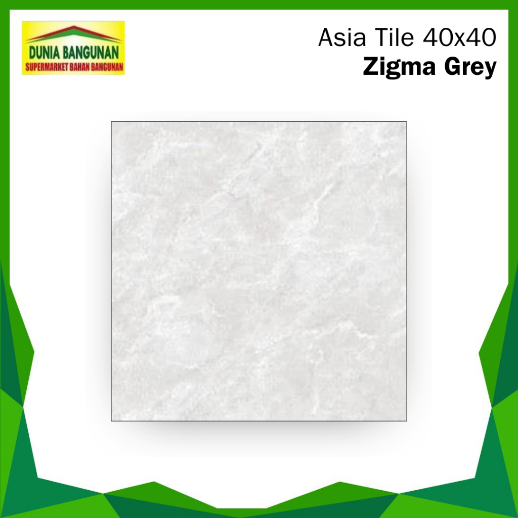 Keramik 40x40 Asia Tile Zigma Grey Keramik Lantai Glossy/ Keramik Lantai Motif Marmer Abu