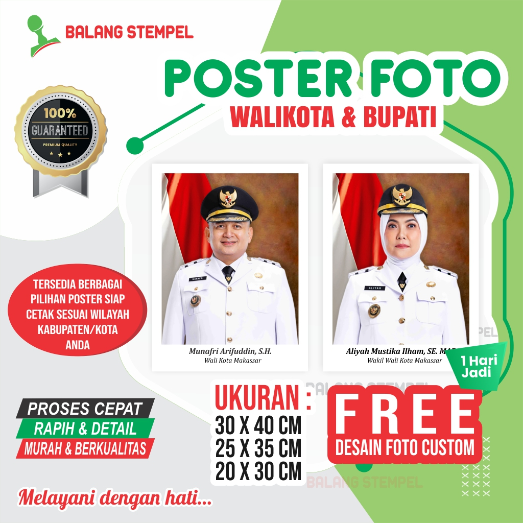 

Poster Walikota Cetak Foto Bupati Free Request Sesuai Wilayah Bahan Art Paper 260gsm
