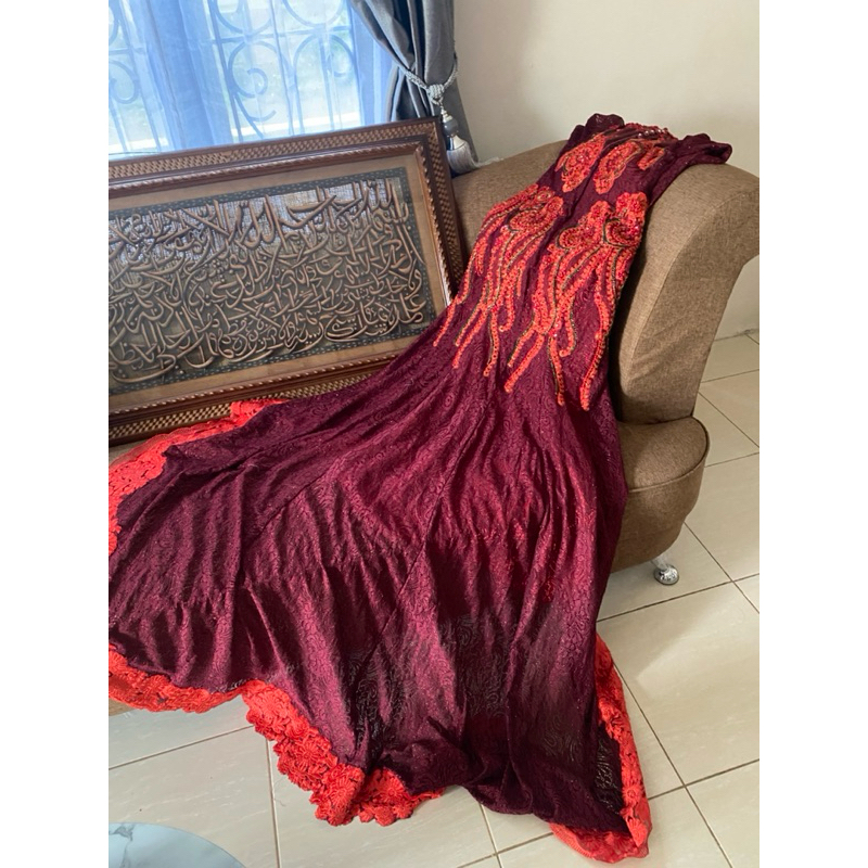 Preloved Gaun Kebaya Pengantin Merah Maroon Made by Ratu Kebaya