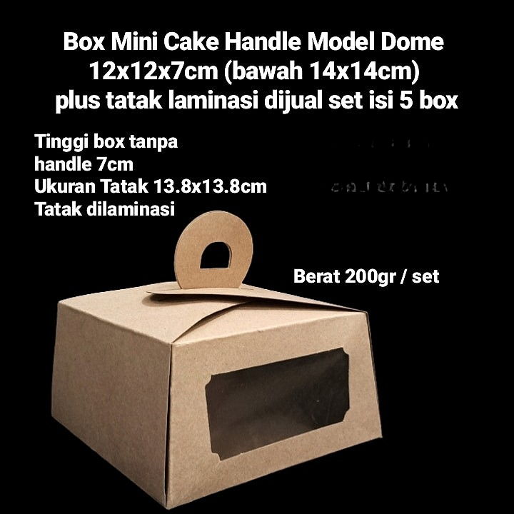 

5 Pcs Box Mini Handle Model Dome Dus Coklat Polos 12x12x7cm