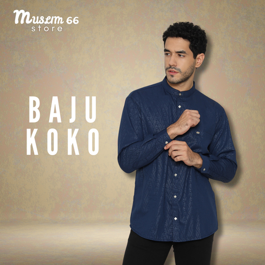 Baju Koko Baju Taqwa Pria Lengan Panjang Bin Yahya Manset Busana Muslim President Emboss - Muslim66
