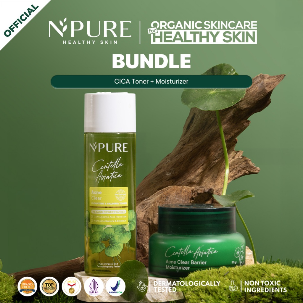 BUNDLING NPURE Acne Face Toner Centella Asiatica 150ml + Acne Clear Barrier Moisturizer Wajah Berjer