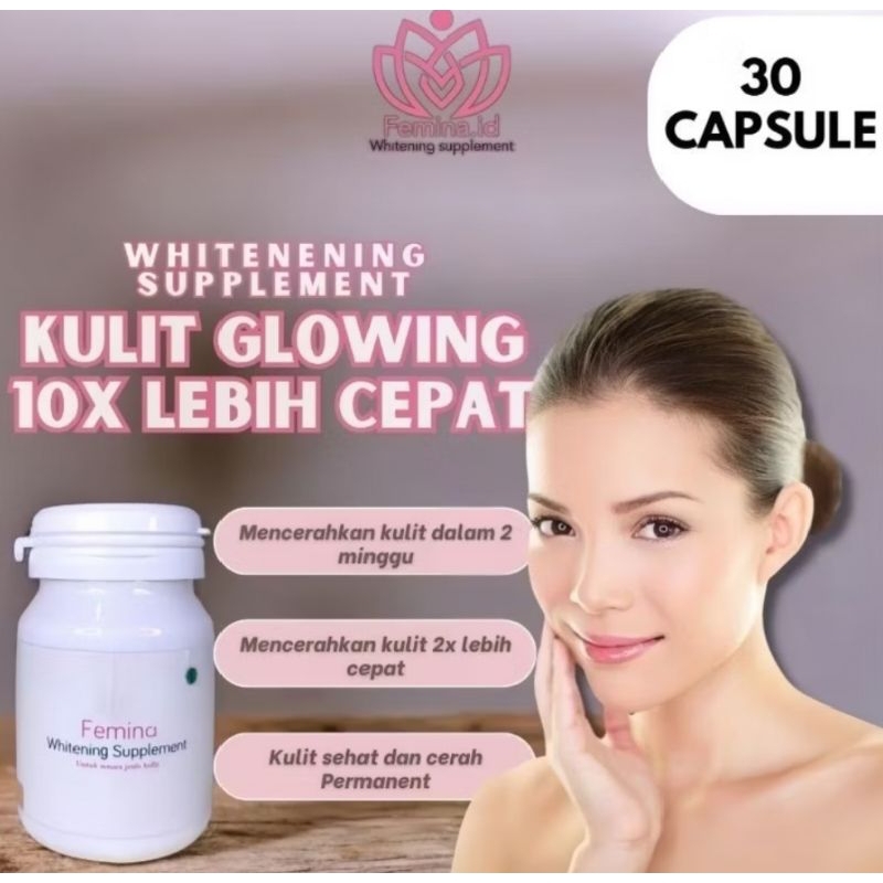 FEMINA WHITENING Memutihkan seluruh kulit badan dan wajah secara merata suplemen pria wanita hingga 