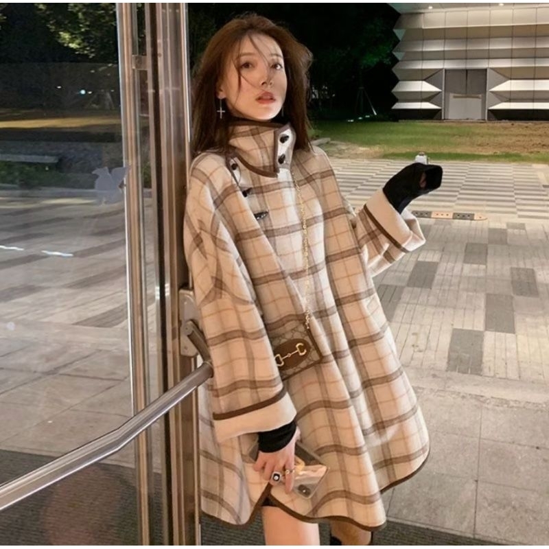 PREMIUM IMPORT CAPE COAT WANITA WOOL JAKET WINTER CREAM