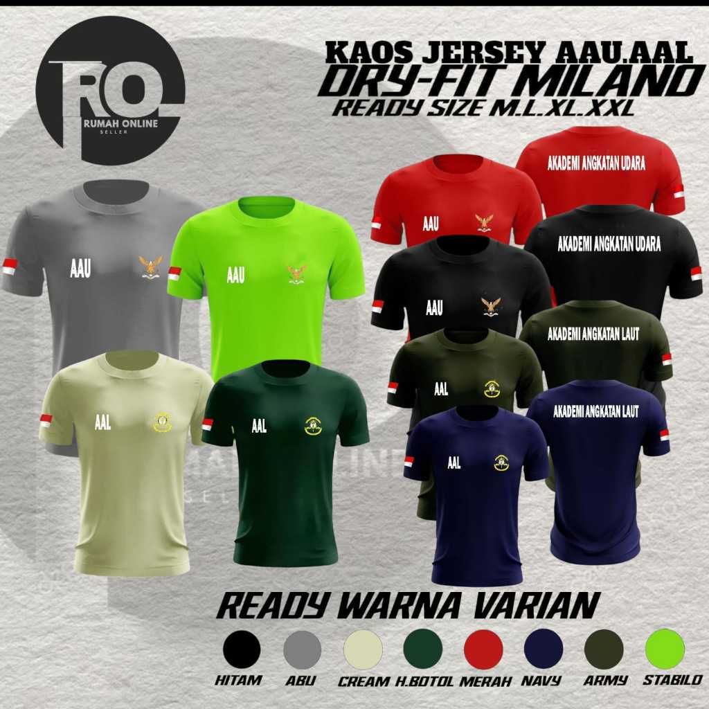 Kaos Jersey AAL New /Baju jersey AAU /Kaos Olahraga akademi angkatan udara/laut/bahan dryfit milano