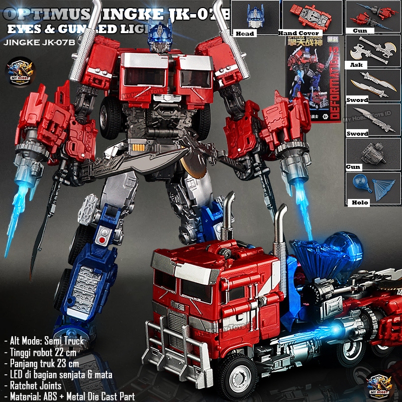 Transs Formers Terbaru Robot Optimus Prime Truck Canon LED Joint Rachet Full Aksesoris Not Hasbro