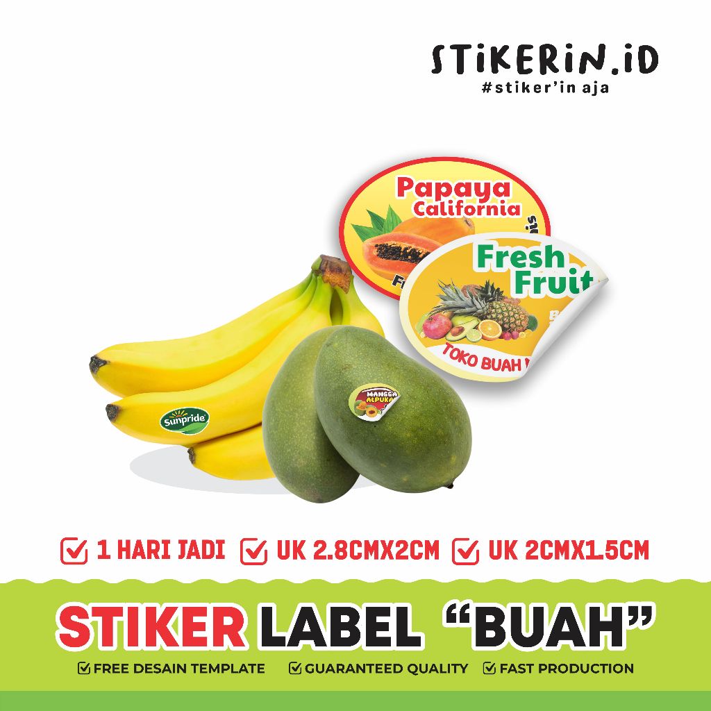 

Stiker Buah Melon/Pisan/Pepaya dll Stiker ANTI AIR Bisa Custom Desain