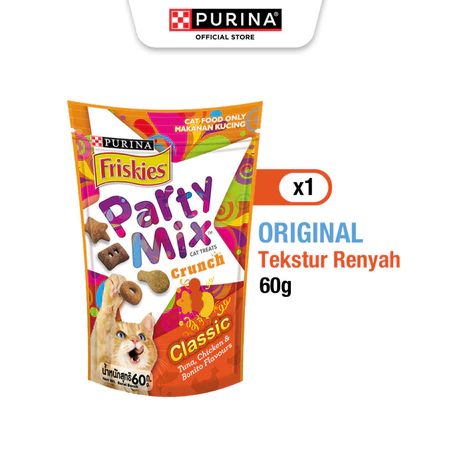 Cemilan Kucing Friskies Party Mix Original 60gr | Cemilan Kering