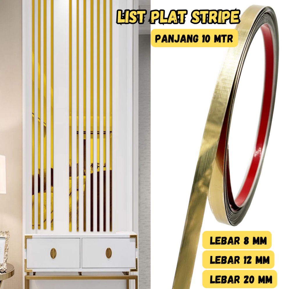 KODE A58B List Plat Strip Mirror Panjang 1 Meter List Plat Strip Mirror Gold Silver List Plat Strip 
