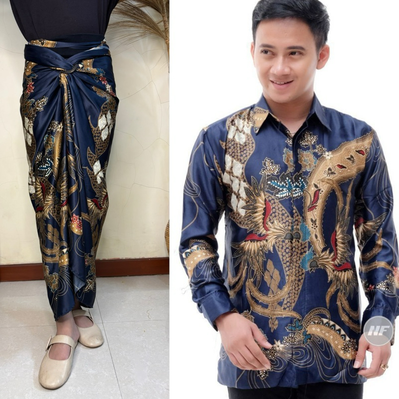 COUPLE ROK LILIT SET KEMEJA SEMISUTRA SET KONDANGAN ROK LILIT KEBAYA