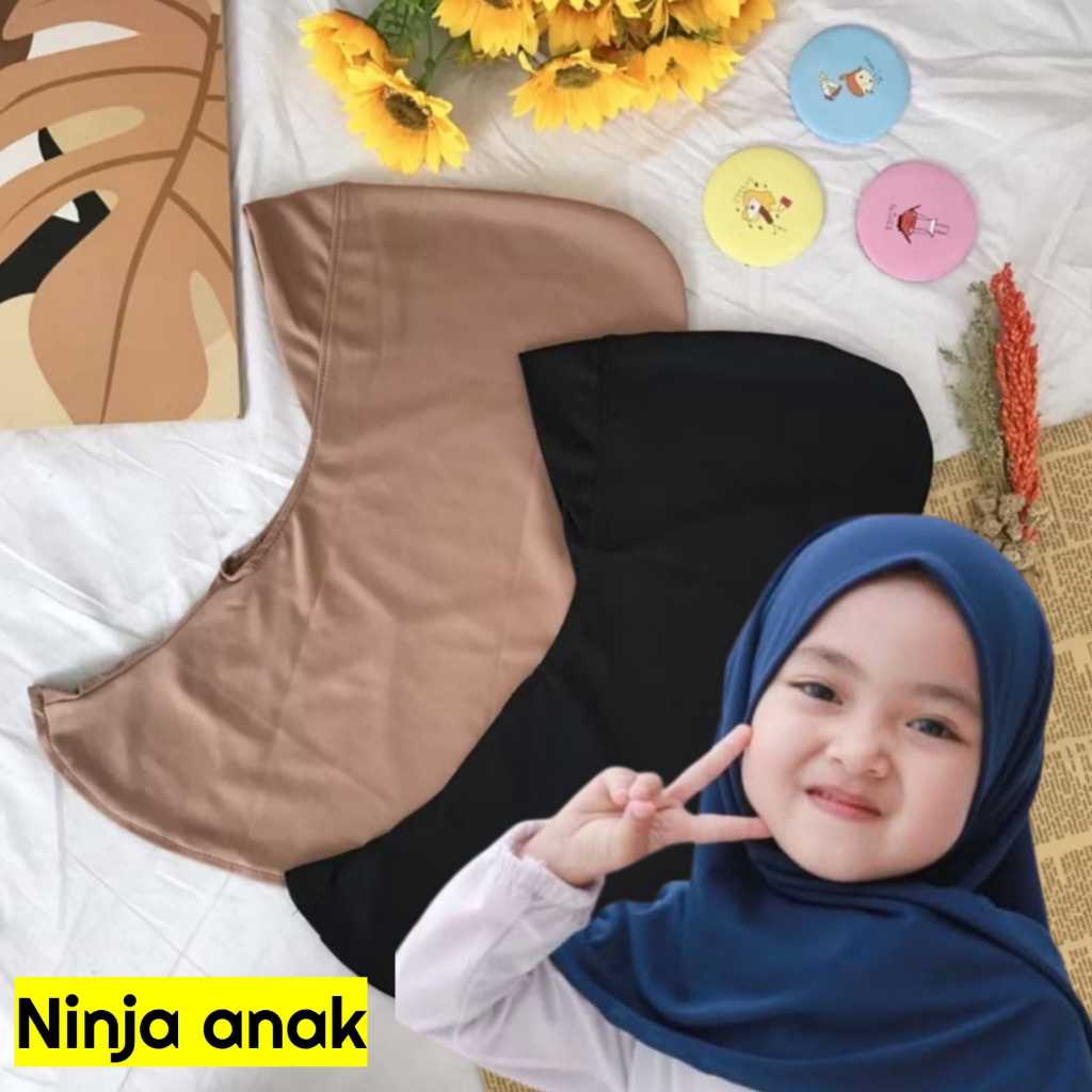 CIPUT  HIJAB NINJA ANAK POLOS BAHAN RAYON / DALAMAN JILBAB ANAK