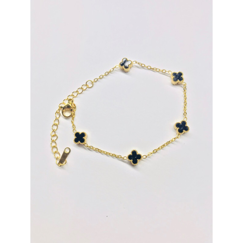 Gelang Titanium Kuning Empat Bunga Hitam