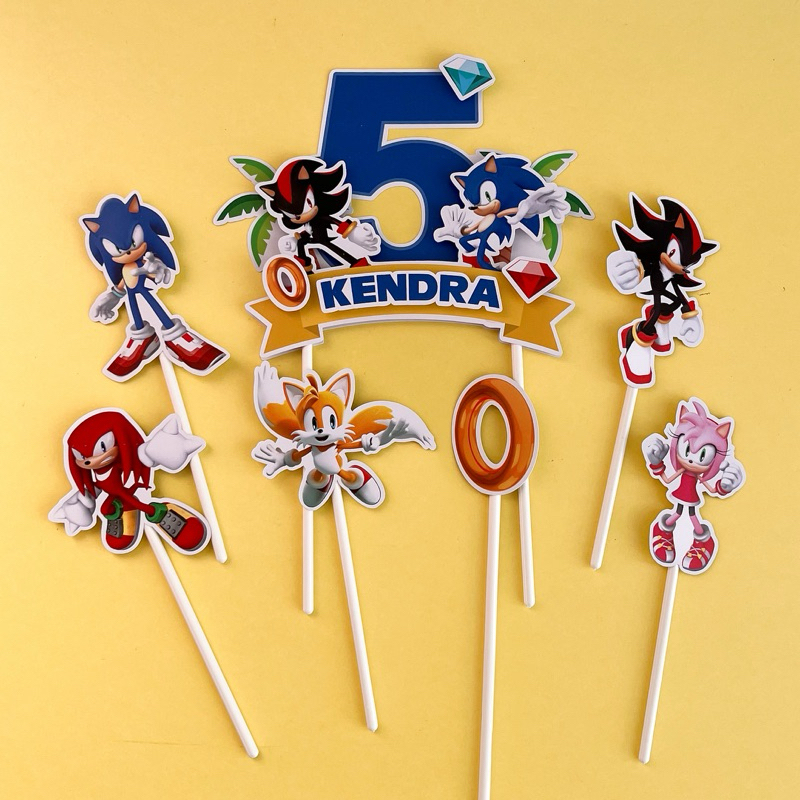 Cake Topper 3D Karakter Sonic Hiasan Kue Ulang Tahun Dekorasi Pesta