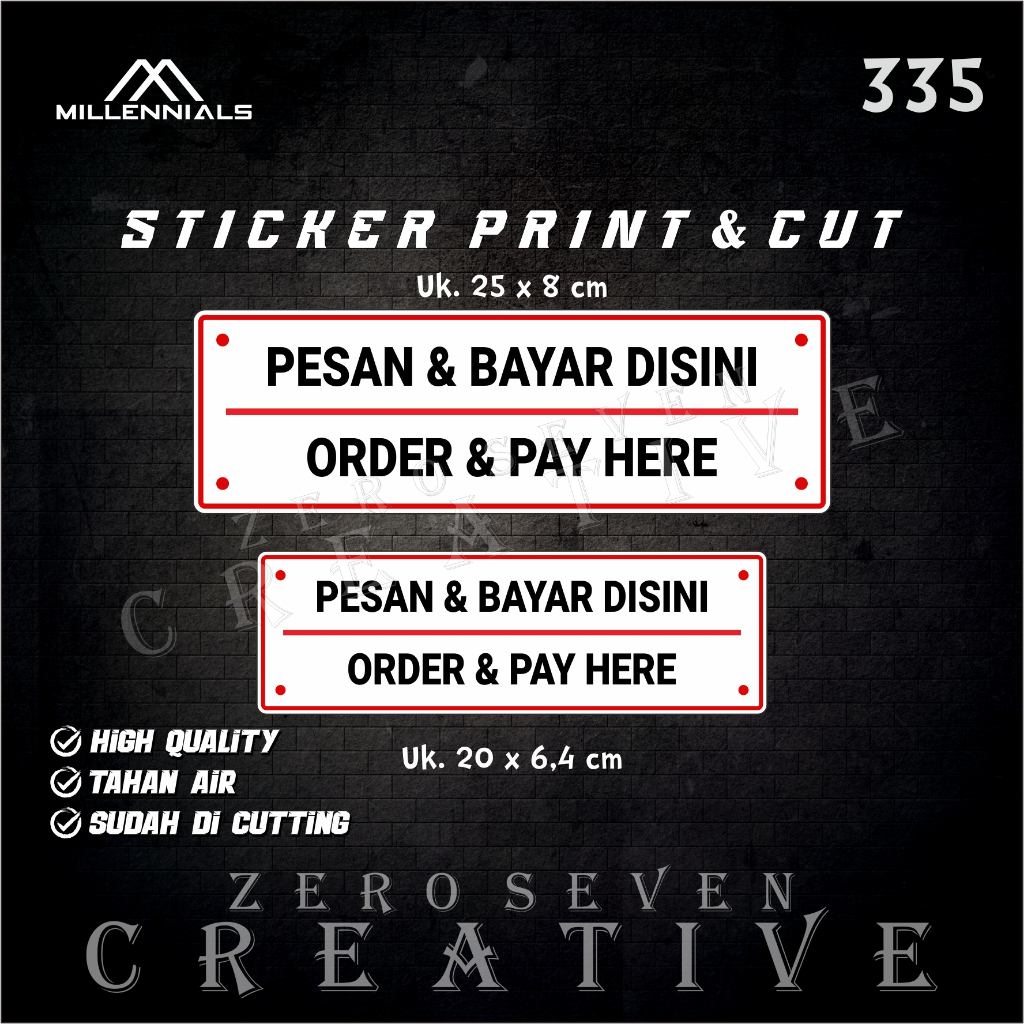 

STIKER PESAN DAN BAYAR DISINI ( ORDER & PAY HERE ) / STIKER VIRAL / STIKER CAFE & RESTO / F&B / AESTHETIC / VYNIL / ANTI AIR / PRINT & CUT