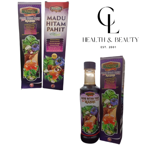 

Madu Hitam Pahit Plus Ruqyah Propolis Trigona Alwafie 470gr Al Wafie