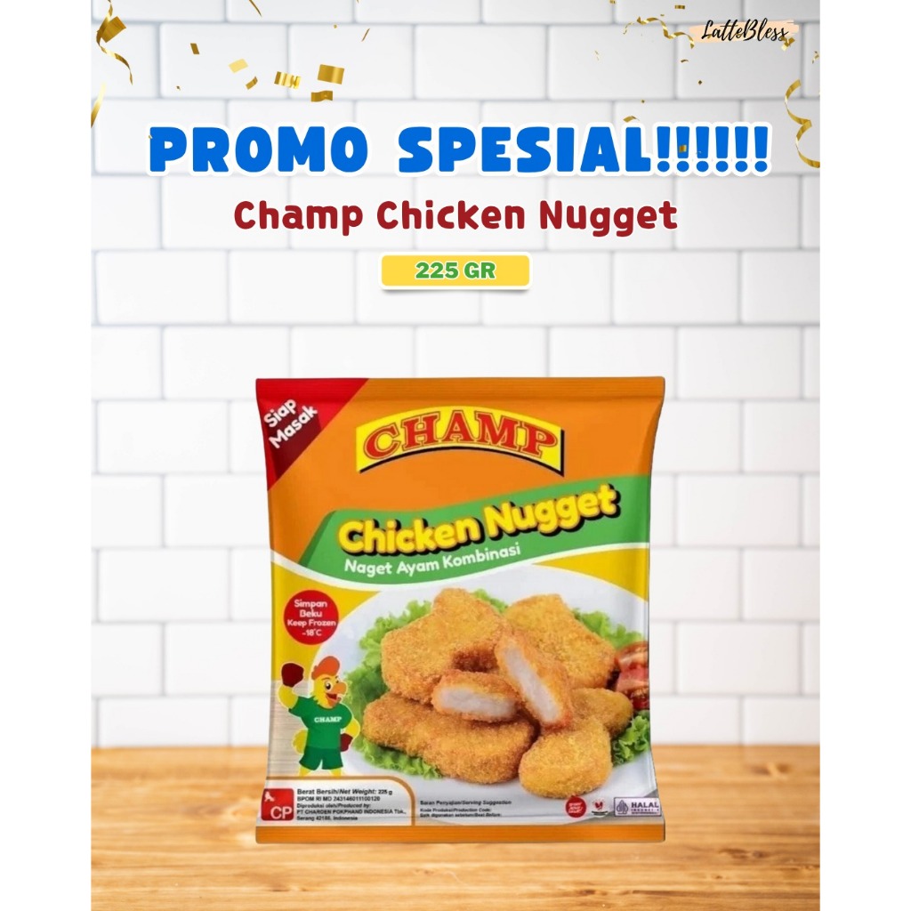 

NAGET AYAM CHAMP 225GR CHICKEN NUGGET HALAL