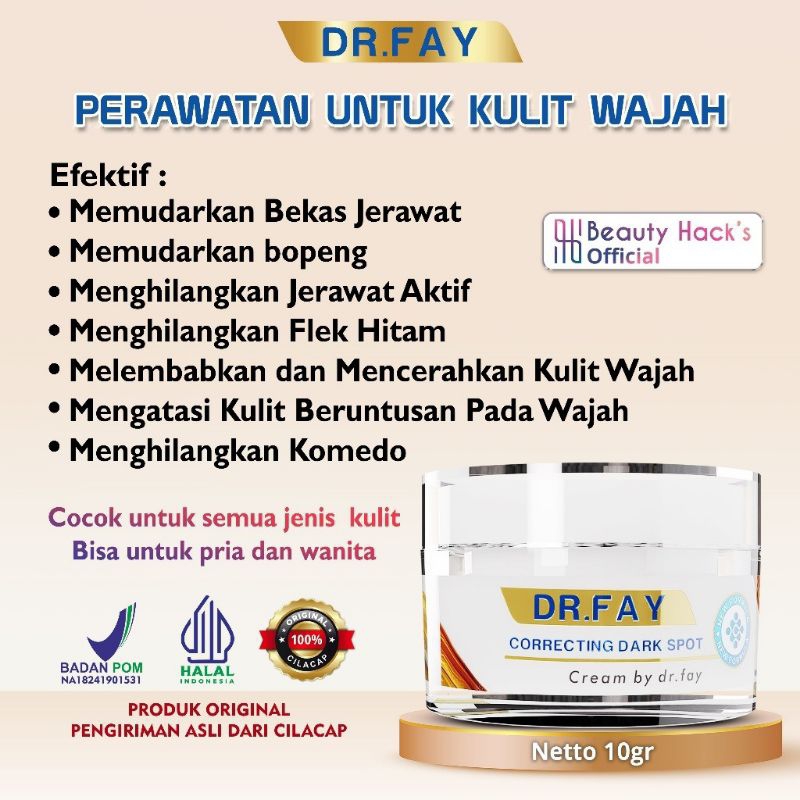DR FAY CREAM ORIGINAL PENGHILANG BOPENG FLEK HITAM JERAWAT & BEKAS JERAWAT AMAN BPOM ( DR FAY )