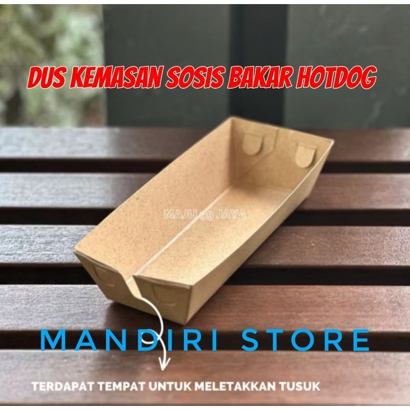 

Dus Paper Tray Kemasan Bungkus Sosis Bakar Hotdog Cordog Laminasi
