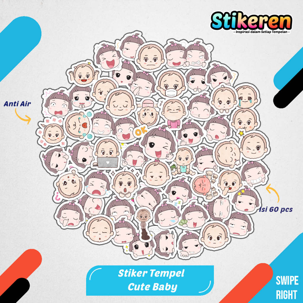 

Stiker Kartun Cute Baby Paper Vinyl Dekorasi Laptop Koper Tumbler Kulkas DIY