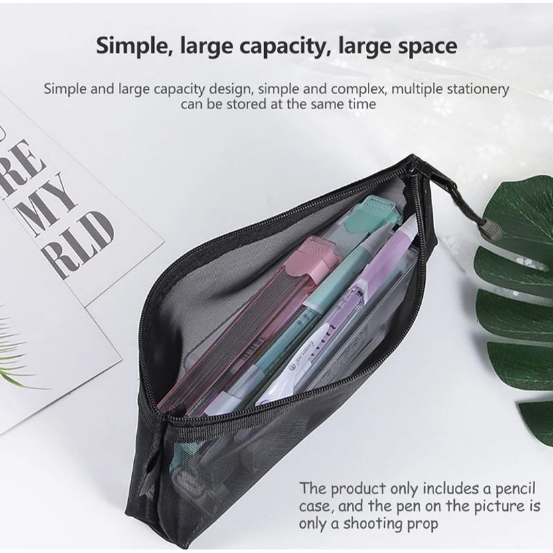 

Tempat Pensil Jaring Mesh Pencil Case Zipper Storage - Z20 - Black