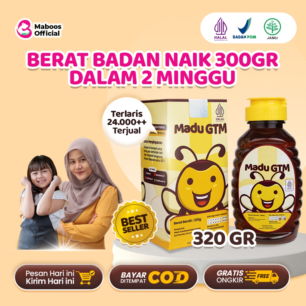 

Madu Multivitamin Penambah Nafsu napsu Makan Penggemuk Badan Daya Tahan Tubuh Mengatasi Sembelit dan Masalah Pencernaan Anak Bayi | Madu GTM 150gr dan 320gr