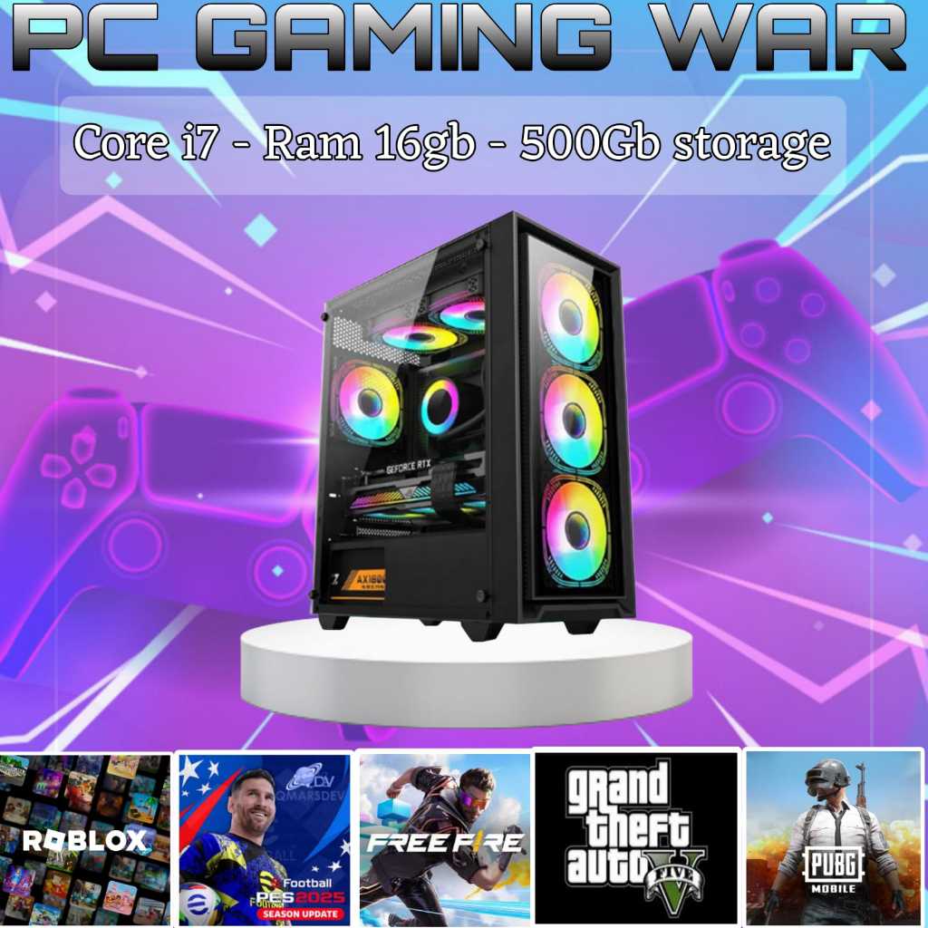 CPU GAMING CORE I7 RAM 16GB STORAGE 500GB PC GAMING EDITING KOMPUTER