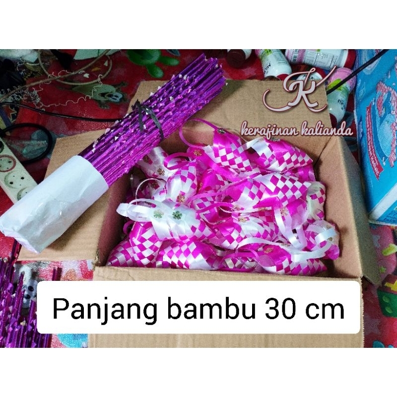 

kembang telur aqiqah pink + bambu tangkai 50 pcs /bendera aqiqah /bambu aqiqah