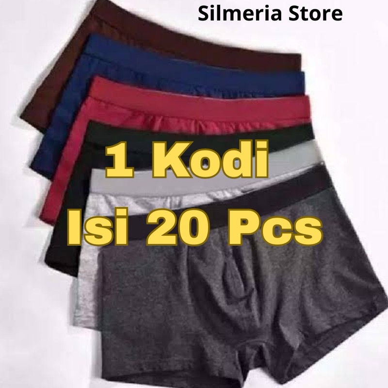 1 Kodi Celana Dalam Boxer Pria Isi 20 Pcs Bahan Spandex Polyester