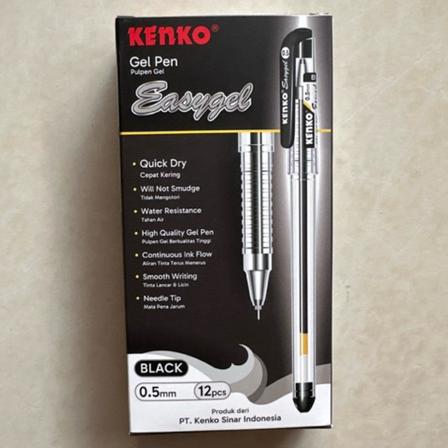 

( 12 pcs ) Pulpen Gel Easygel / Pen Gel Easy Gel Kenko 0.5mm tinta hitam