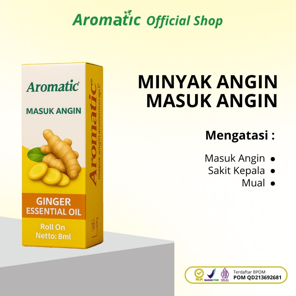 Aromatic 1001 Minyak Angin Masuk Angin Roll-On 8ml ORIGINAL Minyak Aromatic Ginger Essetial Oil Kuni