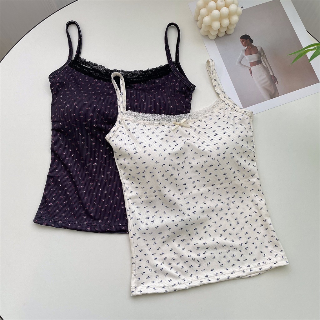 CHAVA | BR2033 Baju Tanktop Bra Bh Singlet Wanita Atasan Sexy Motif Corak Bunga Warna Soft Cute