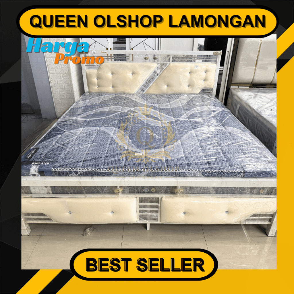 Dipan /Ranjang Besi Minimalis SMS Kesha Putih Minimalsi 100 120 140 160 180x200