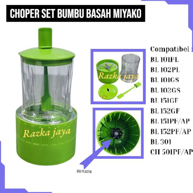 Wetmill Gelas Bumbu Untuk blender Miyako model baruGear/Gigi bawah Plastik - Choper Bumbu Basah Yasa