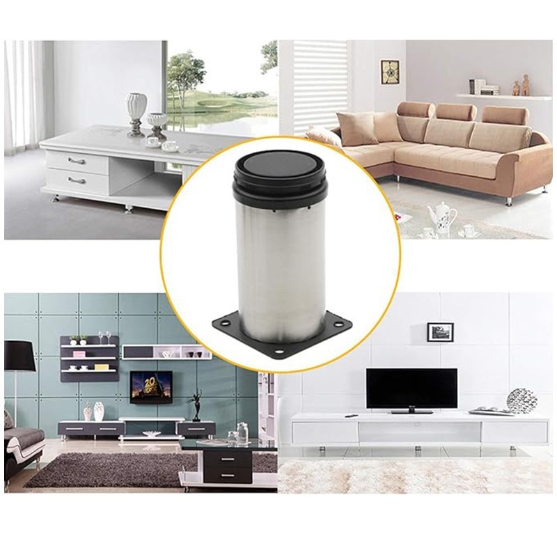 TERLARIS Kaki Sofa Bulat Tinggi Kaki Sofa Besi Tinggi Dapat Disesuaikan Kaki Lemari Stainless 10cm