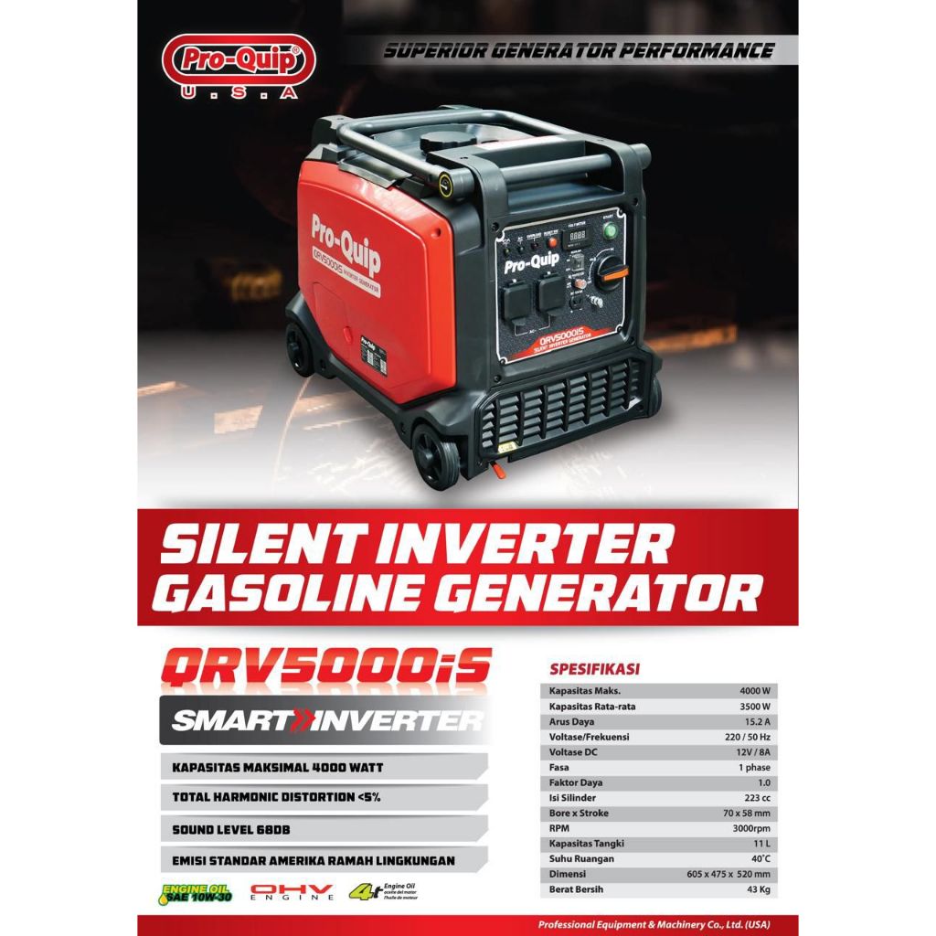 Genset Proquip Silent Inverter 4000 Watt QRV 5000 IS