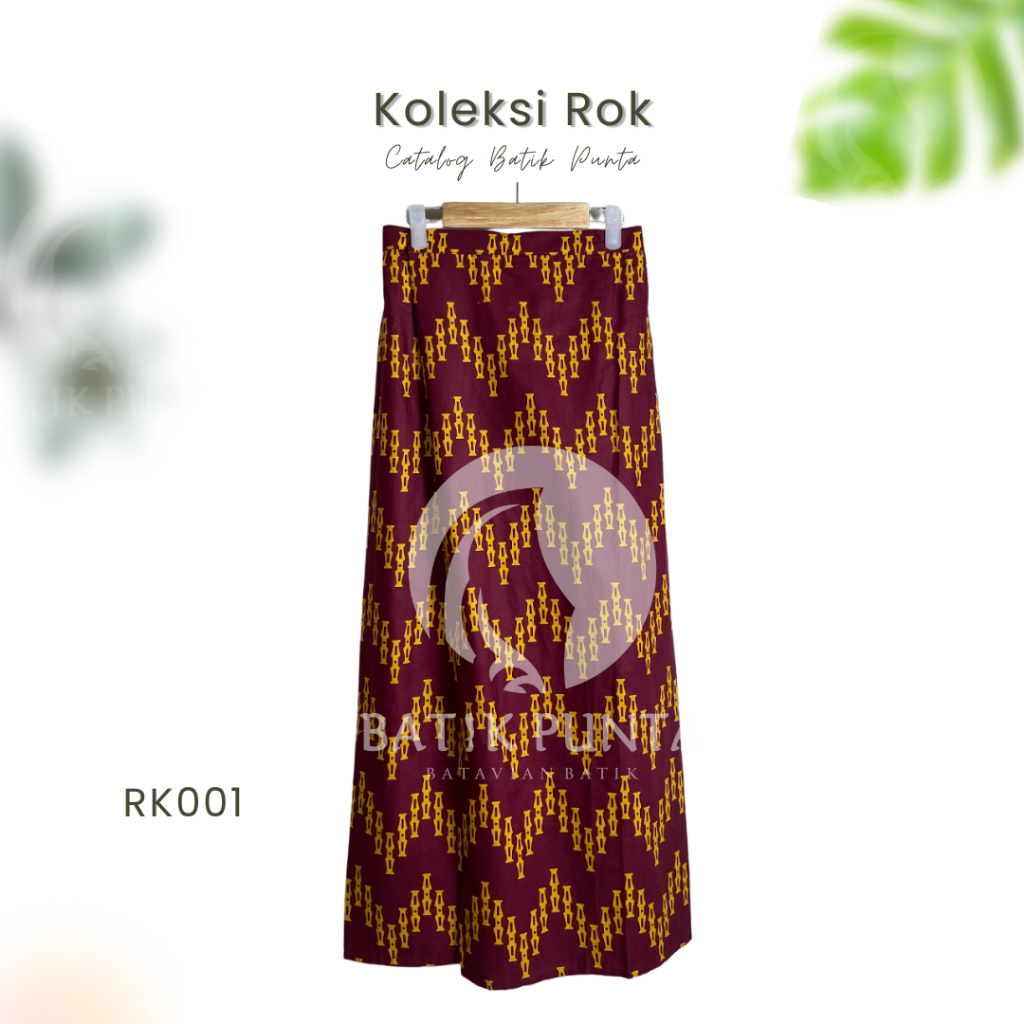 BATIK PUNTA | Rok Span Panjang Wanita Motif Betawi | Warna  Merah