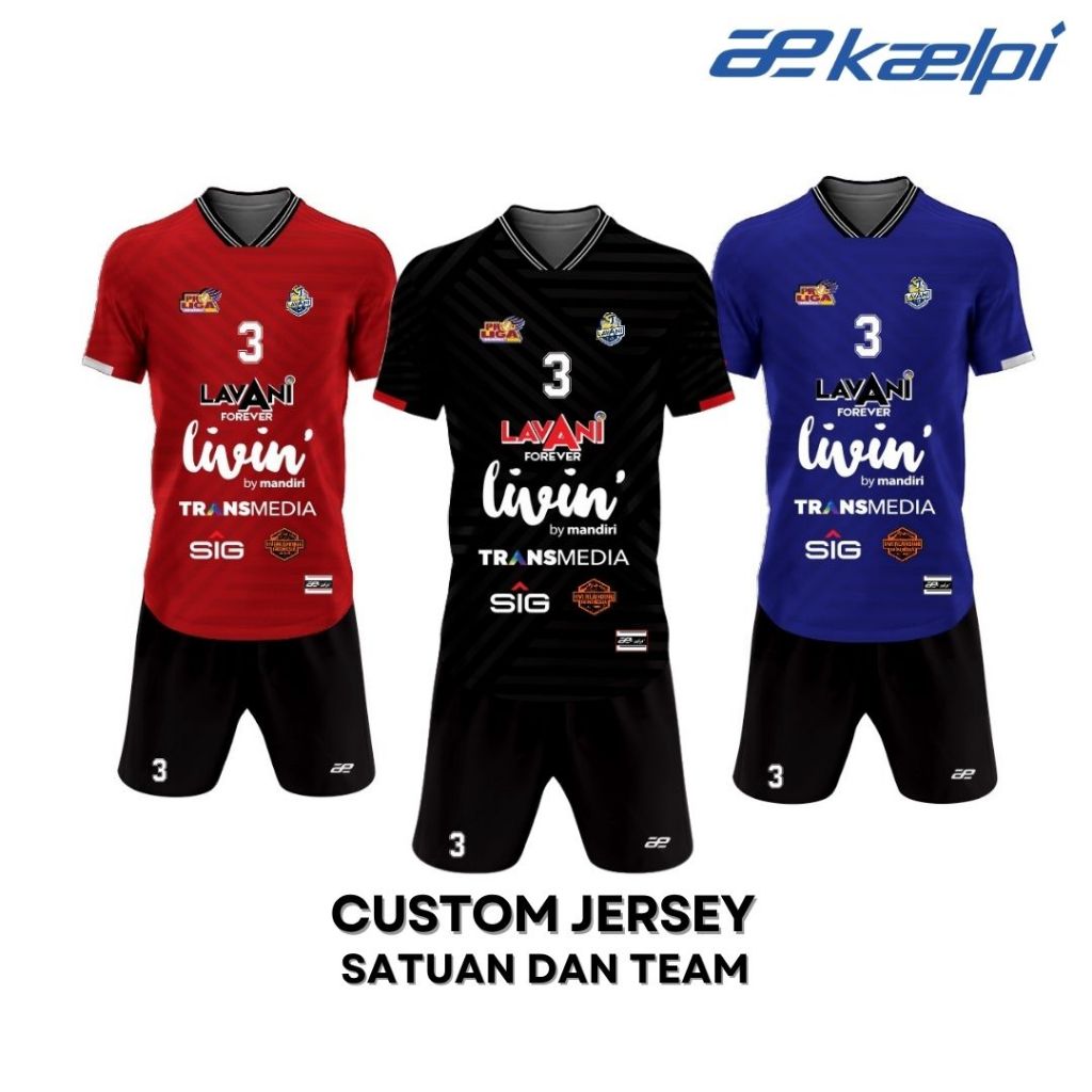 Kaelpi - Kaos Jersey Olahraga Pria Voli Custom Motif Proliga Lavani Satuan Dan Team