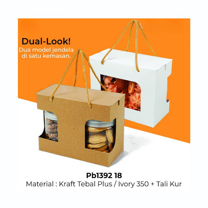 20 Pcs Kardus Tenteng 2 Toples Jar 600-800ml Box Jinjing Kemasan Hampers Kue Kering