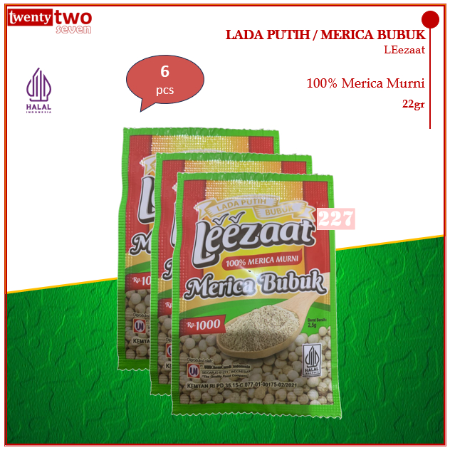 

(6 pcs)Leezaat Merica Bubuk Lada Putih Murni 2,5gr