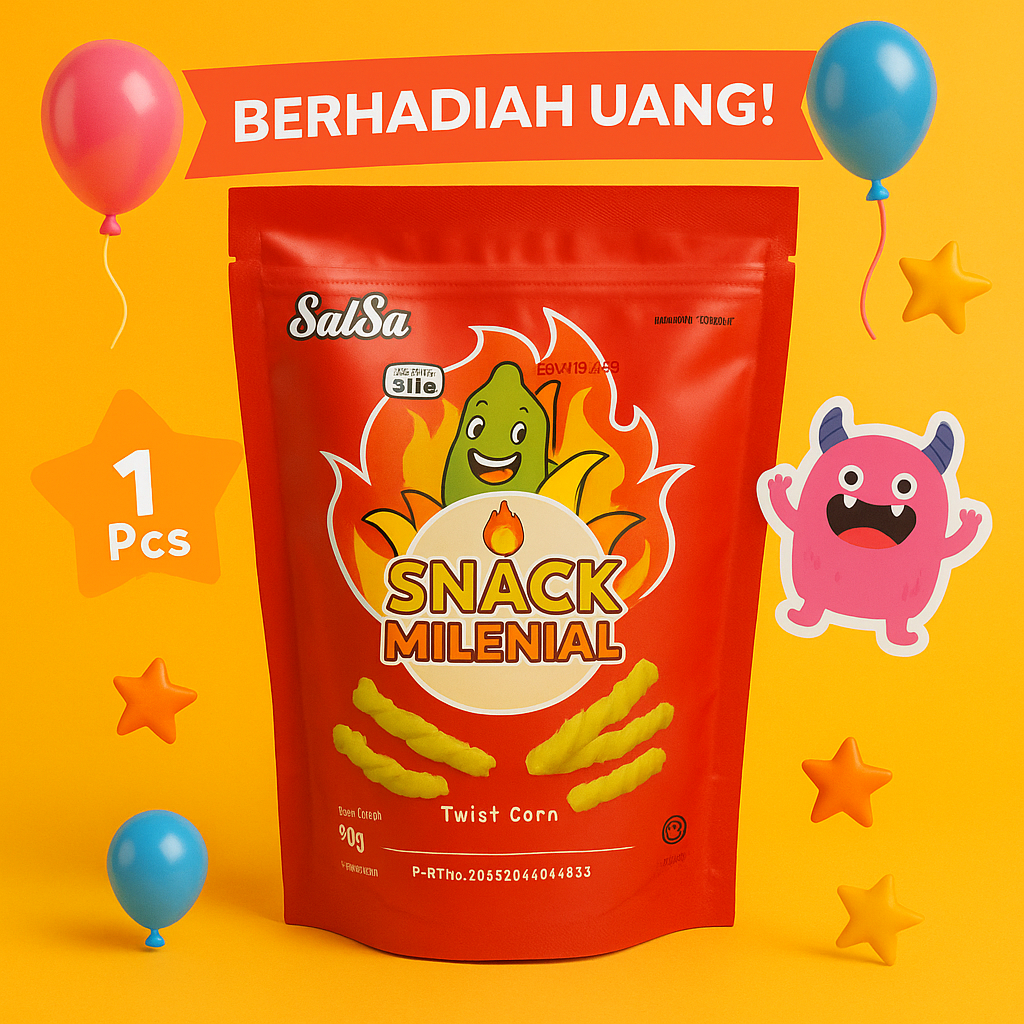 

Salsa Snack Milenial Twist Corn Berhadia Uang | Cemilan Anak Muda / Kantoran
