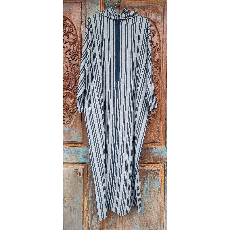 RB Baju Umroh Gamis Hoodie Djellaba Maroko Jalabah Jubah Kapucong Maroko Pria Flanel Salur Abu