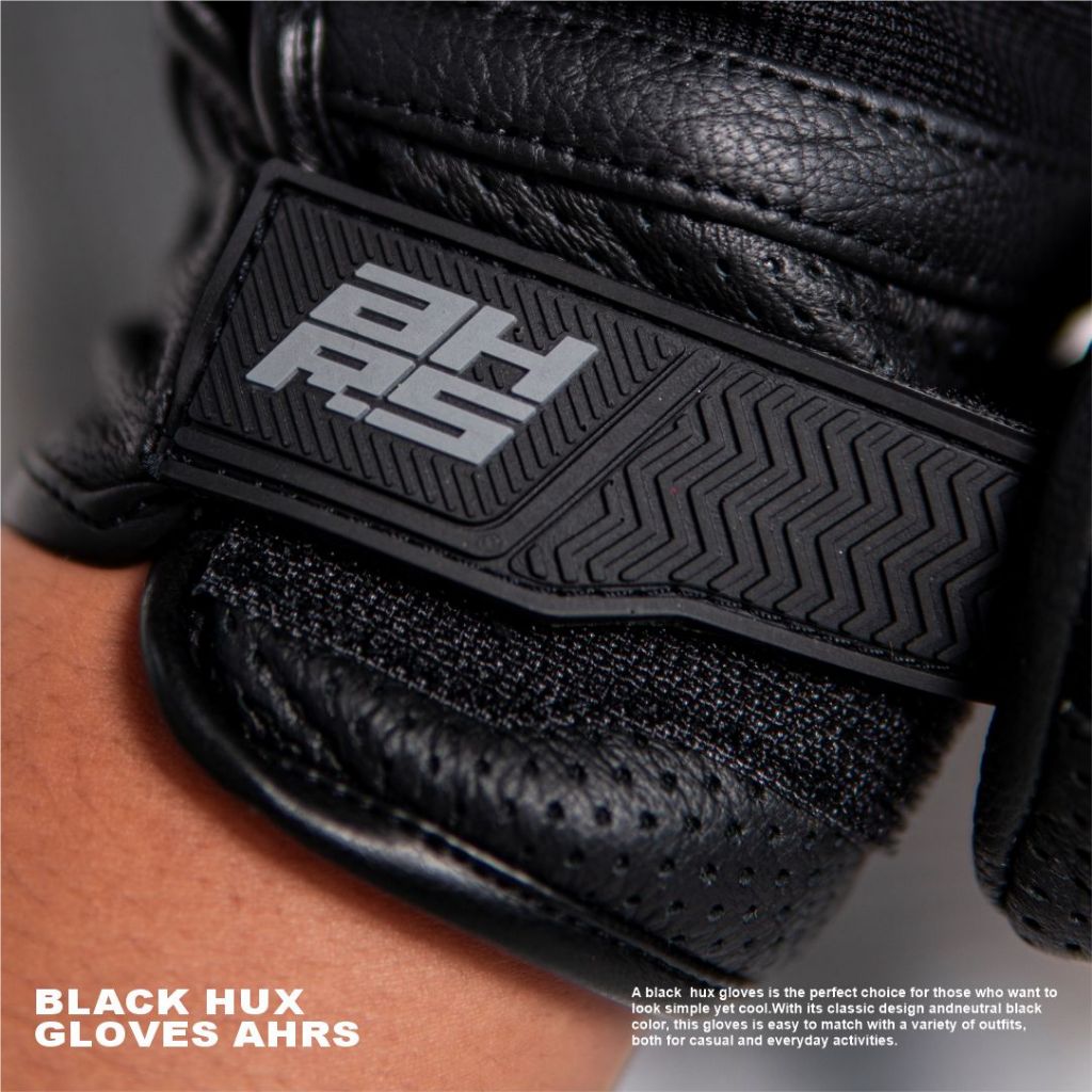 AHRS Gloves Black Hux - Sarung Tangan Motor Full Jari RB7